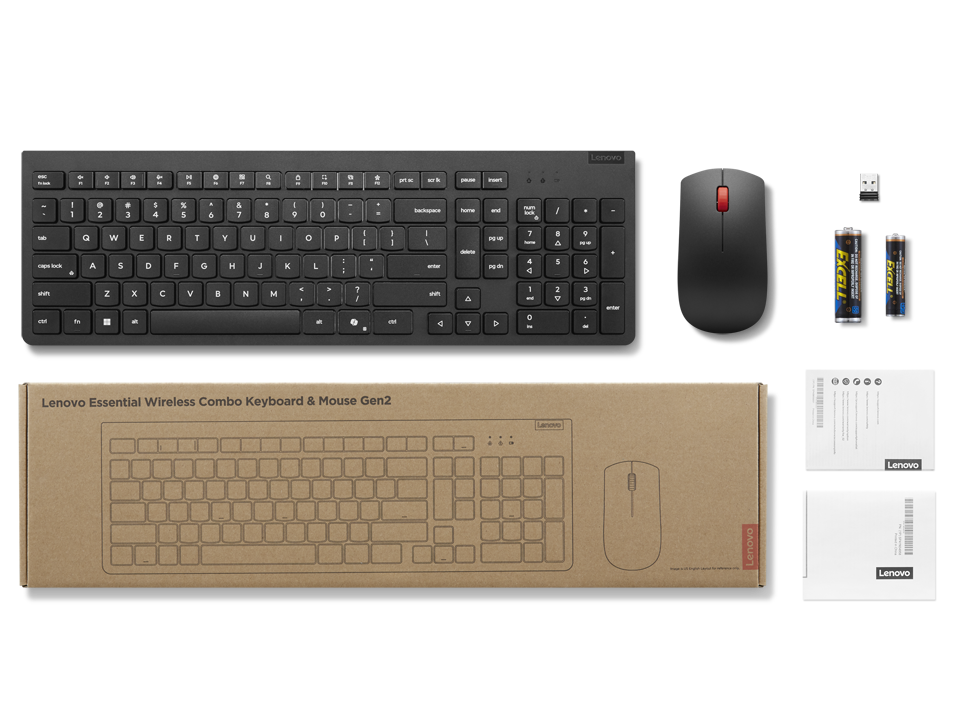Lenovo Essential Wireless Combo Keyboard & Mouse Gen2 Black Arabic
